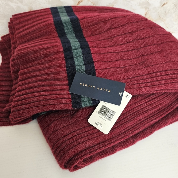 ***Ralph Lauren Cricket Cable Cashmere 60" x 60" Throw Blanket - Picture 3 of 11